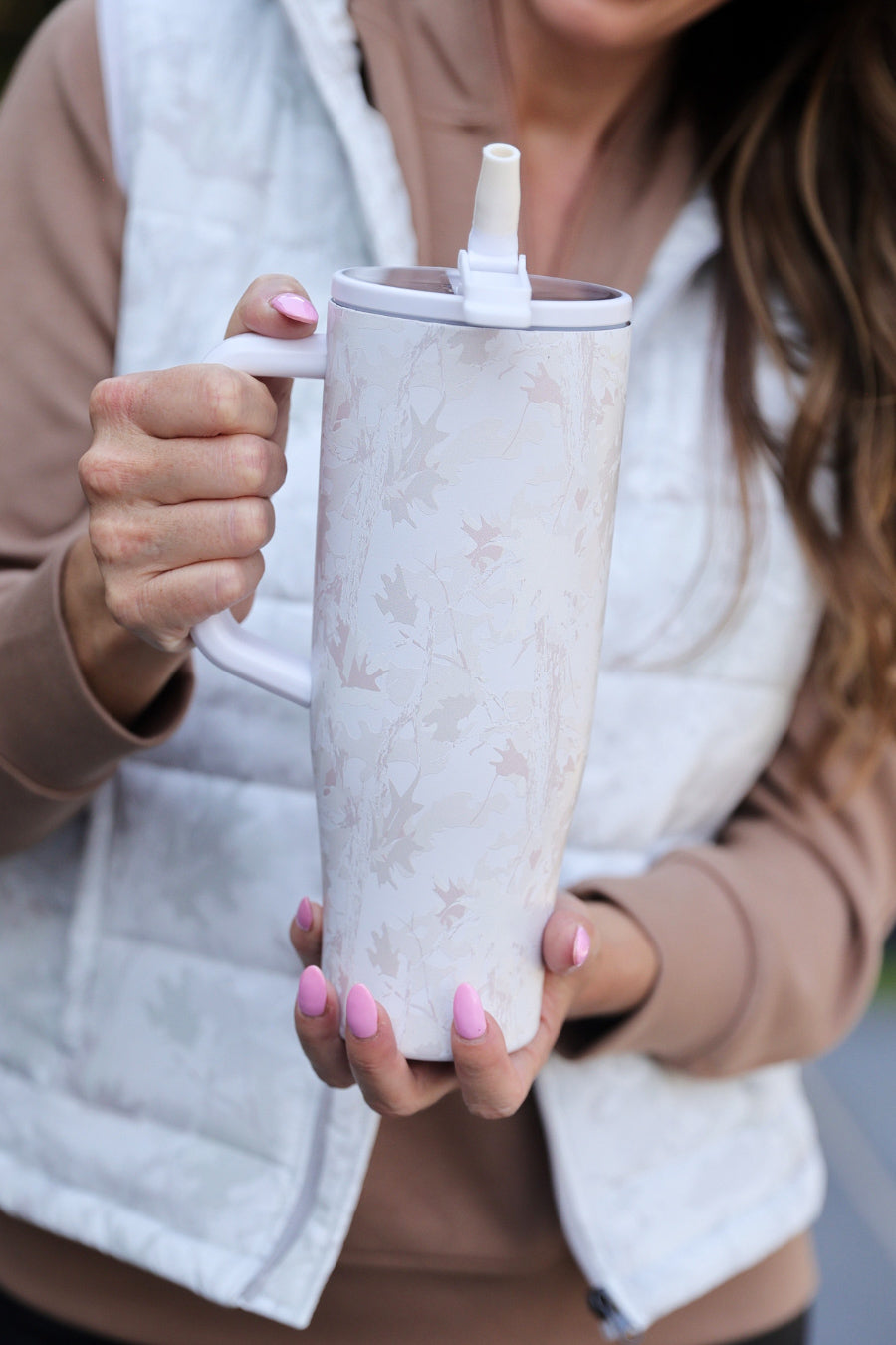 Chloe Camo Sleek Tumbler- White