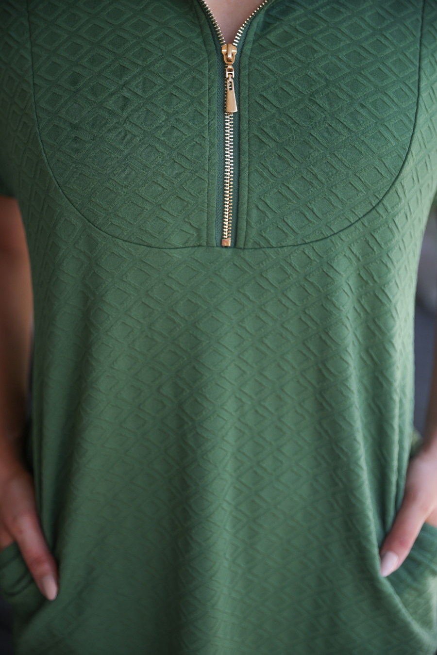 PREORDER-Ezra Textured Zipper Dress- Olive