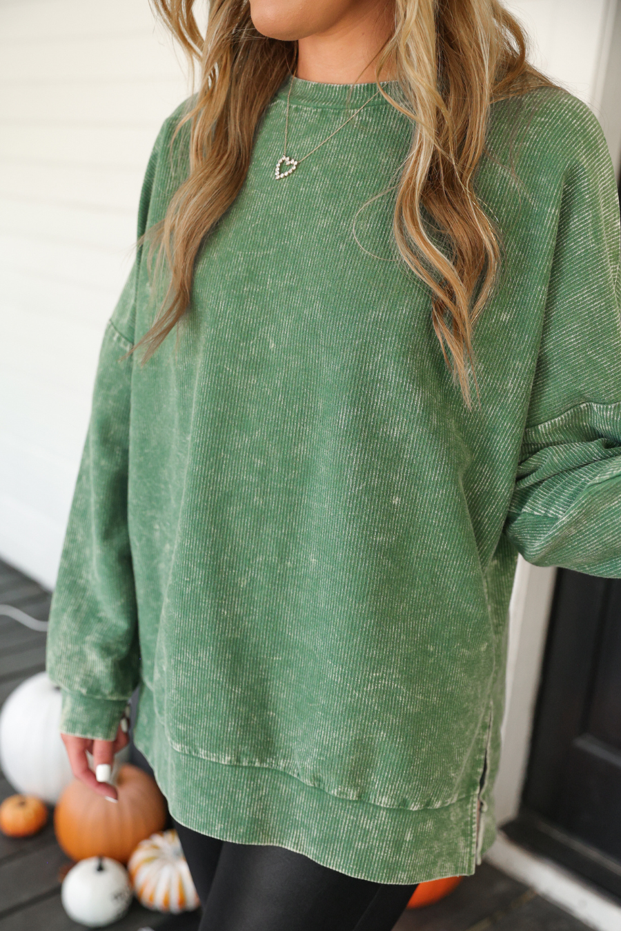 PREORDER Alexis Corded Vintage Pullover - Olive
