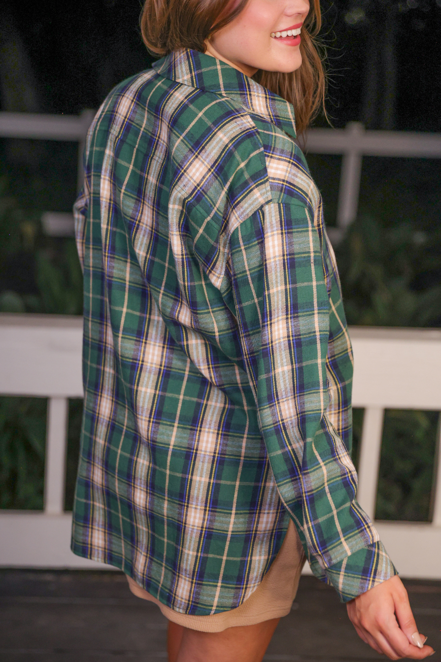 PREORDER Lola Flannel Tunic Top- Green