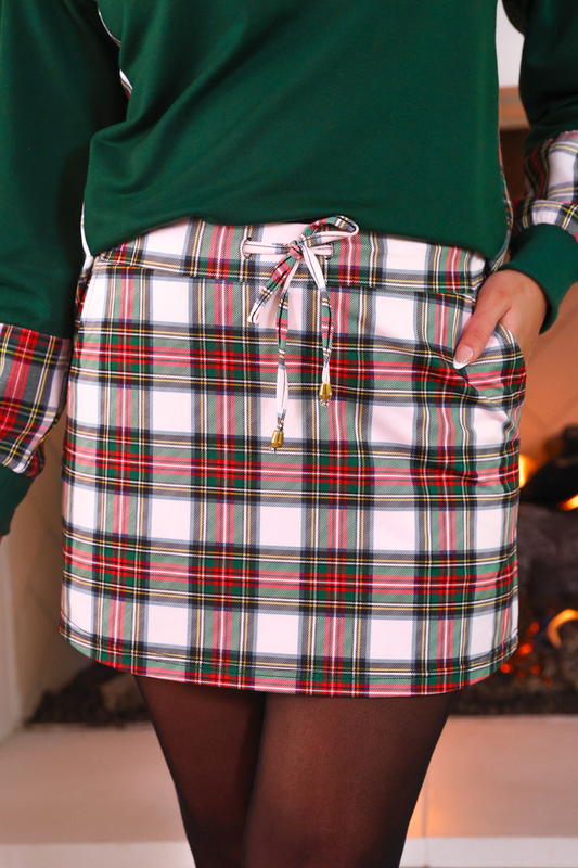 White Christmas Plaid Skort