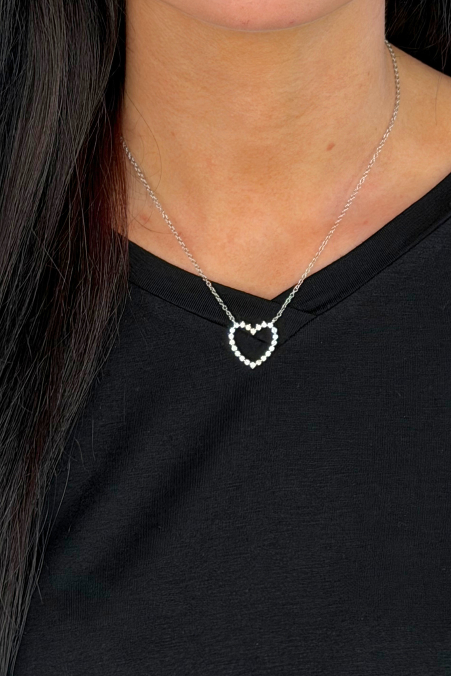 Jessica Signature Heart Pendant Necklace- Silver