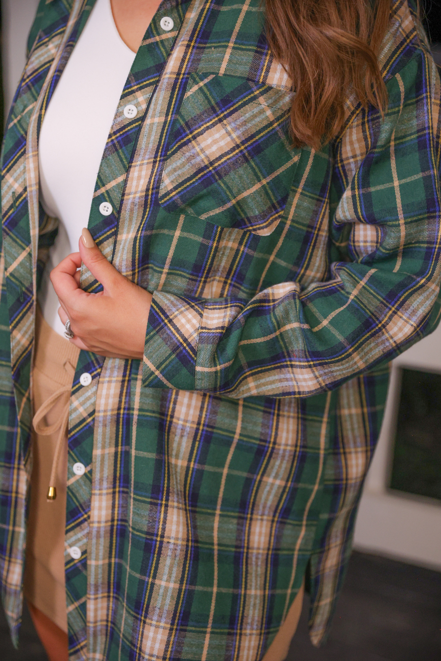 PREORDER Lola Flannel Tunic Top- Green