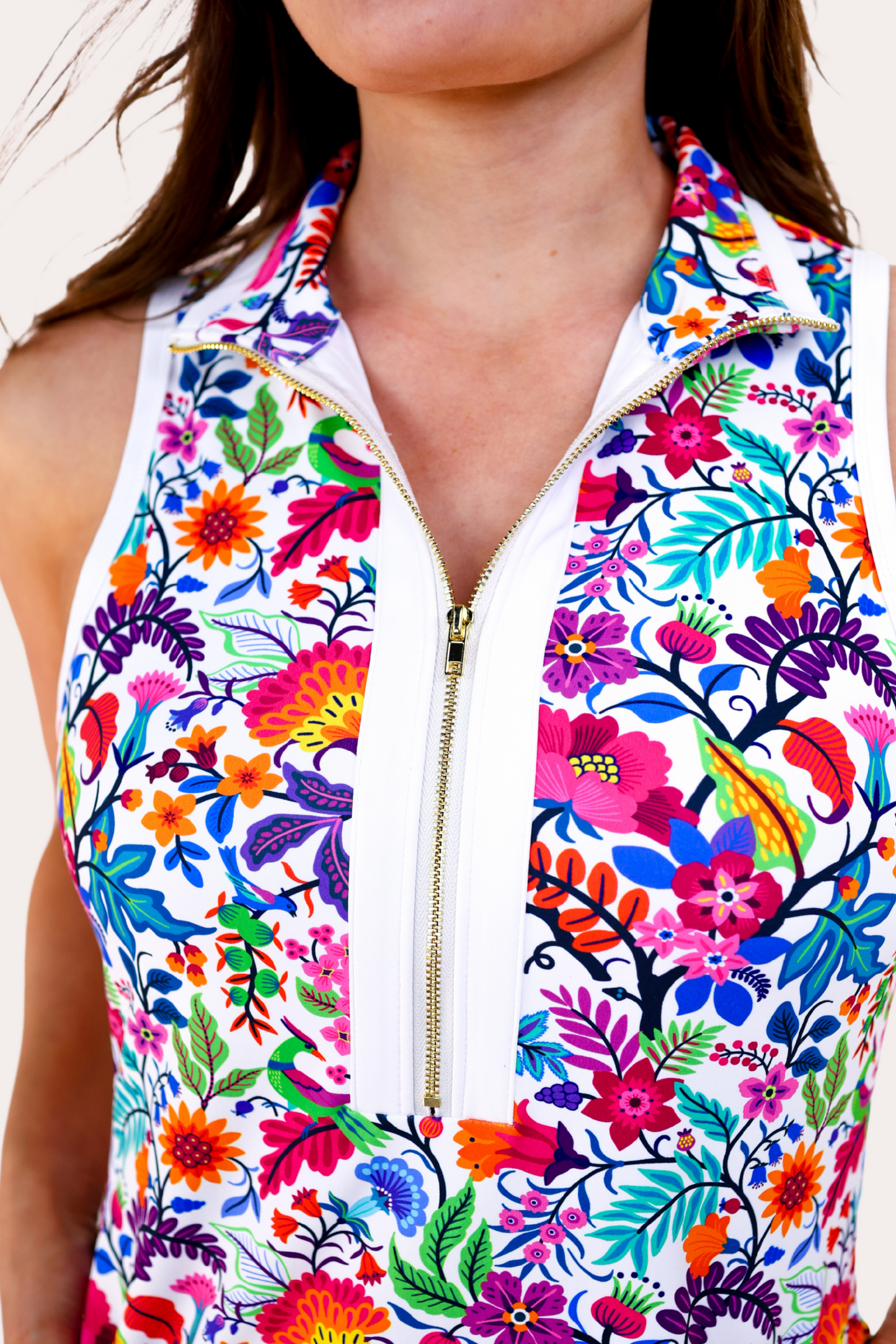 PREORDER-Everyday Zipper Dress, Fiesta Time White