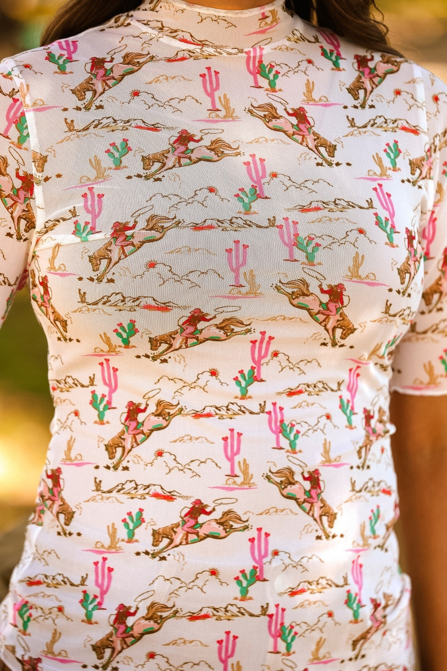 PREORDER- Kora Short Sleeve Mesh Top- Desert Darling