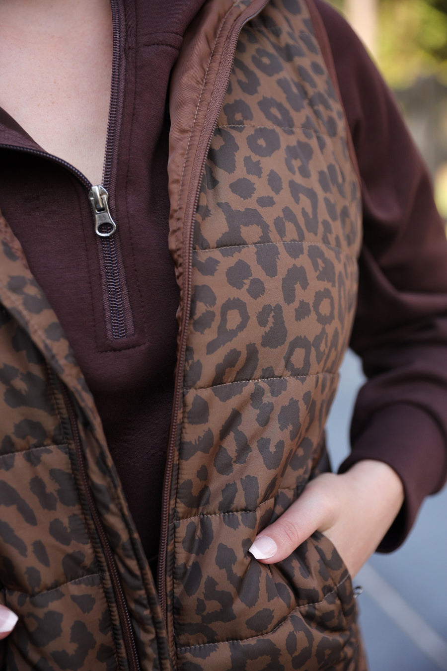 PREORDER- Delilah Puffer Vest- Coco Leopard