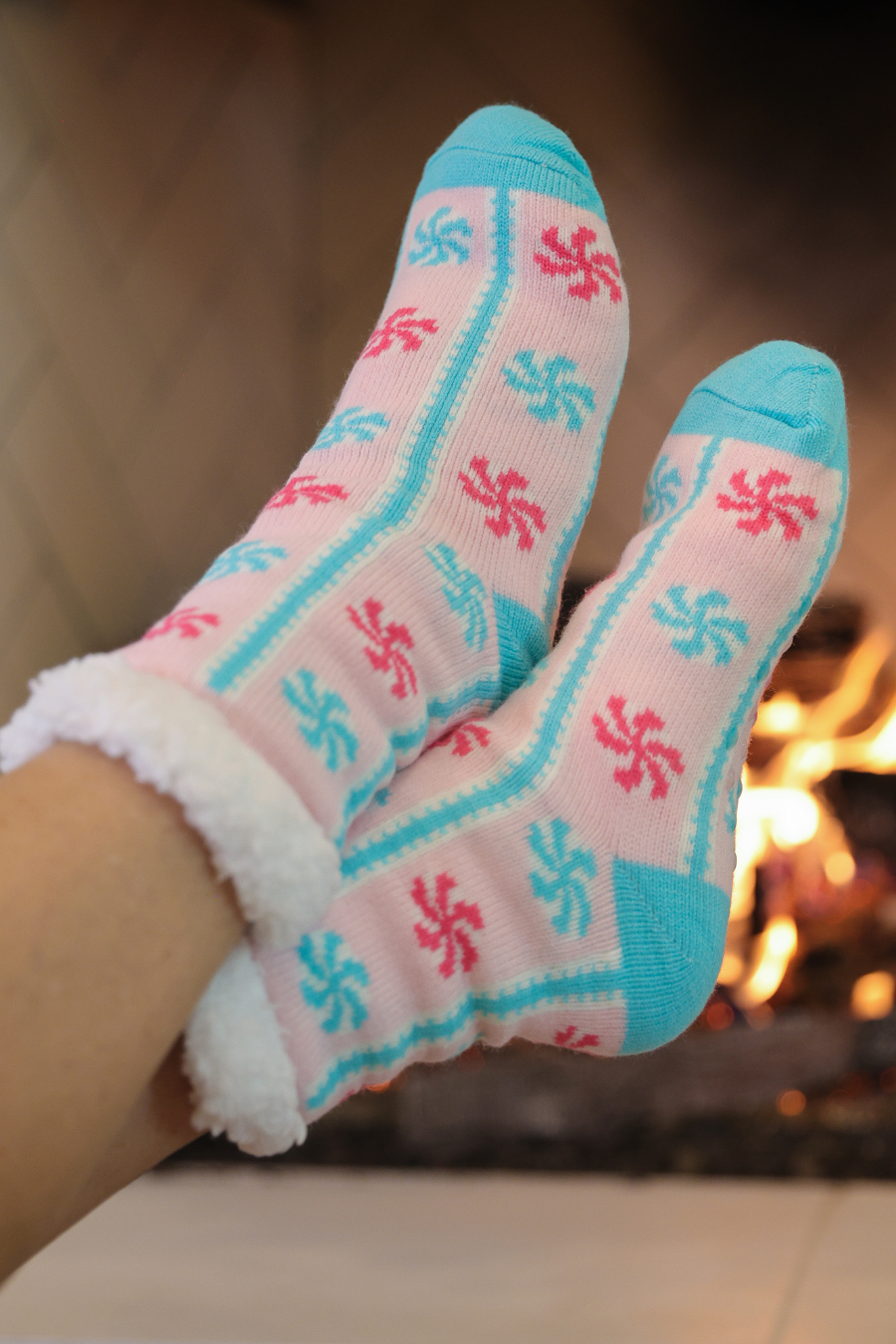 Cozy Cabin Socks- Whimsy Peppermints
