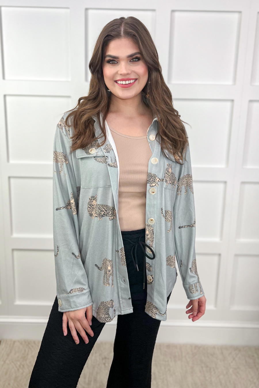 Take A Walk Cheetah Button Up Top