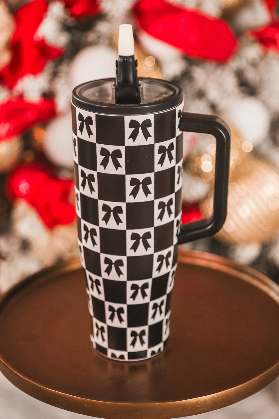 Bow Chic Checkered Sleek Tumbler