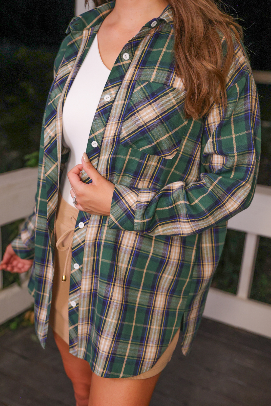 PREORDER Lola Flannel Tunic Top- Green