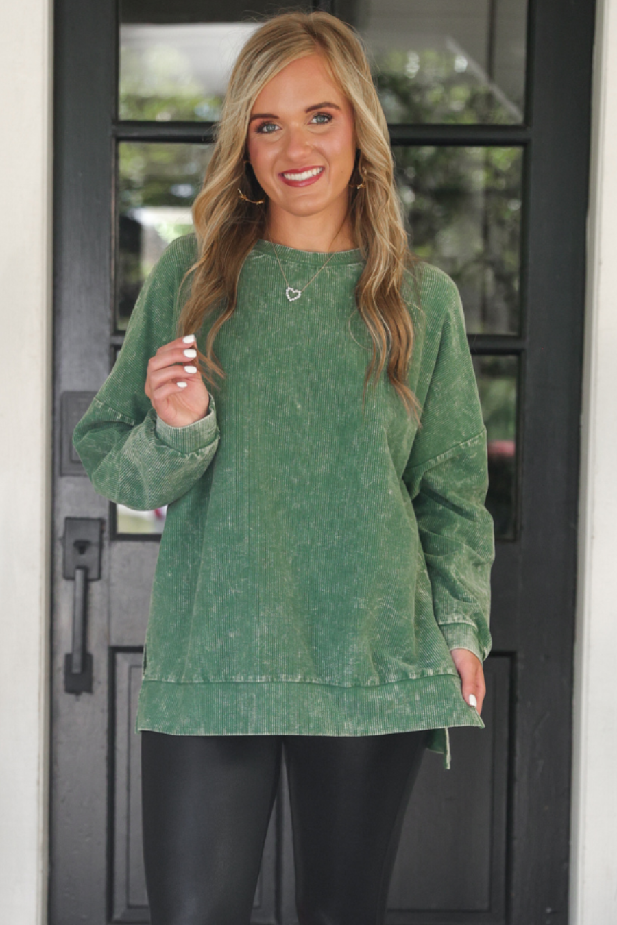 PREORDER Alexis Corded Vintage Pullover - Olive