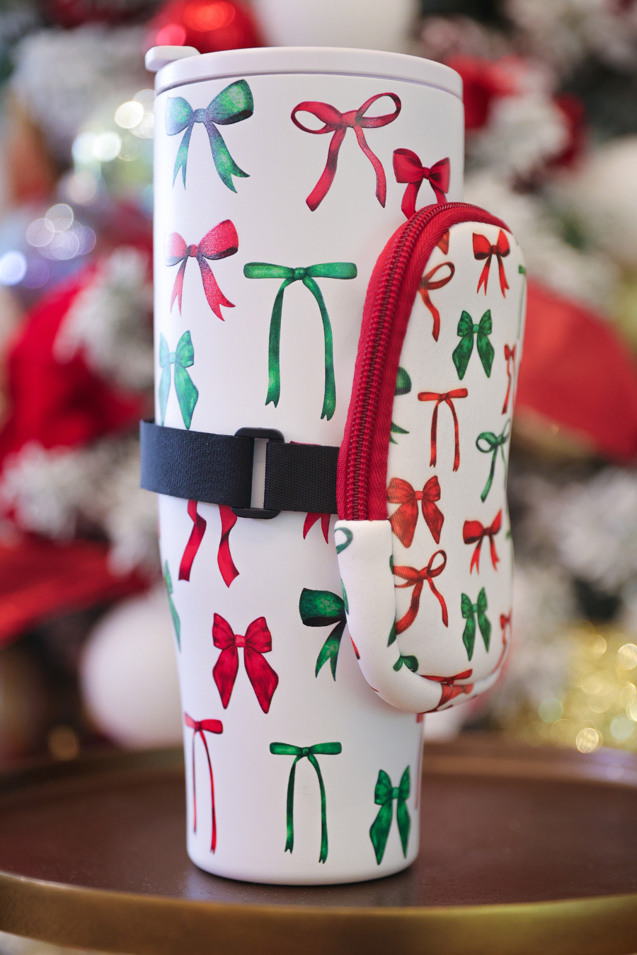 Tumbler Zip Pouch- Midnight Bow Christmas Edition