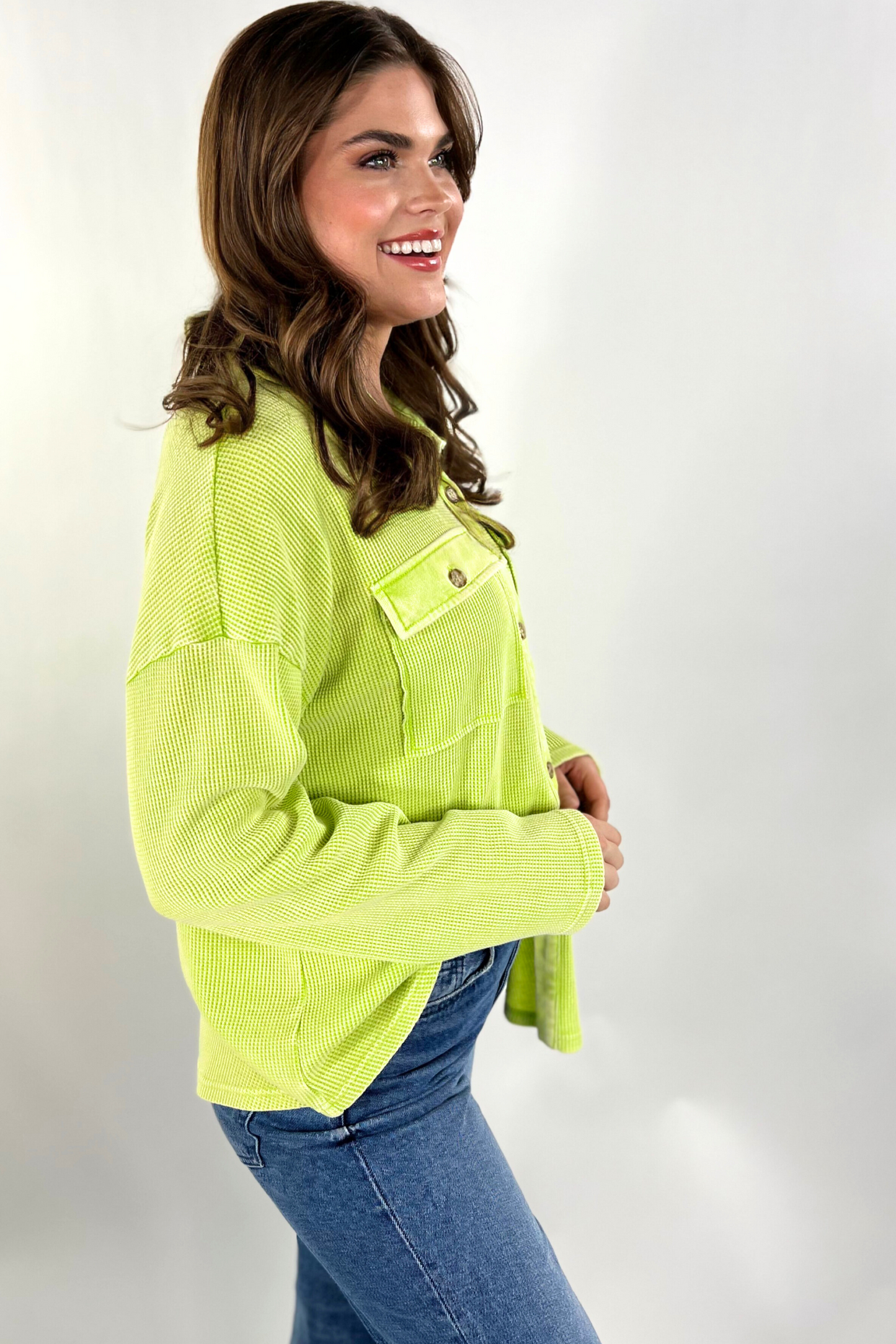 Shelby Waffle Button Up Top - Jess Lea Wholesale