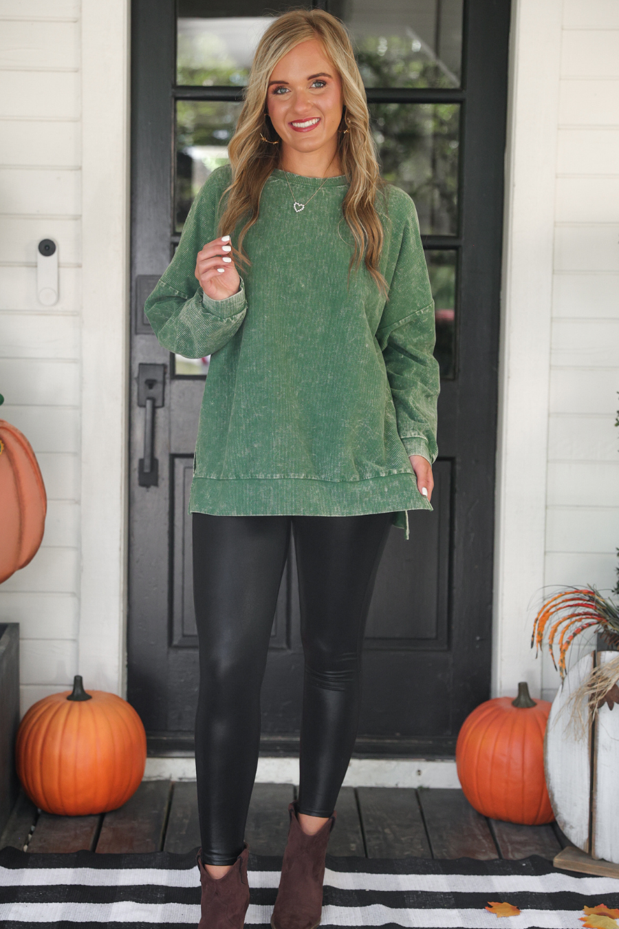 PREORDER Alexis Corded Vintage Pullover - Olive