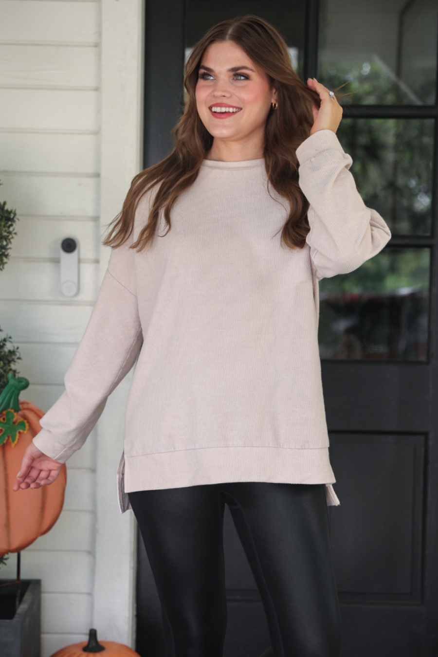 PREORDER Alexis Corded Vintage Pullover - Taupe