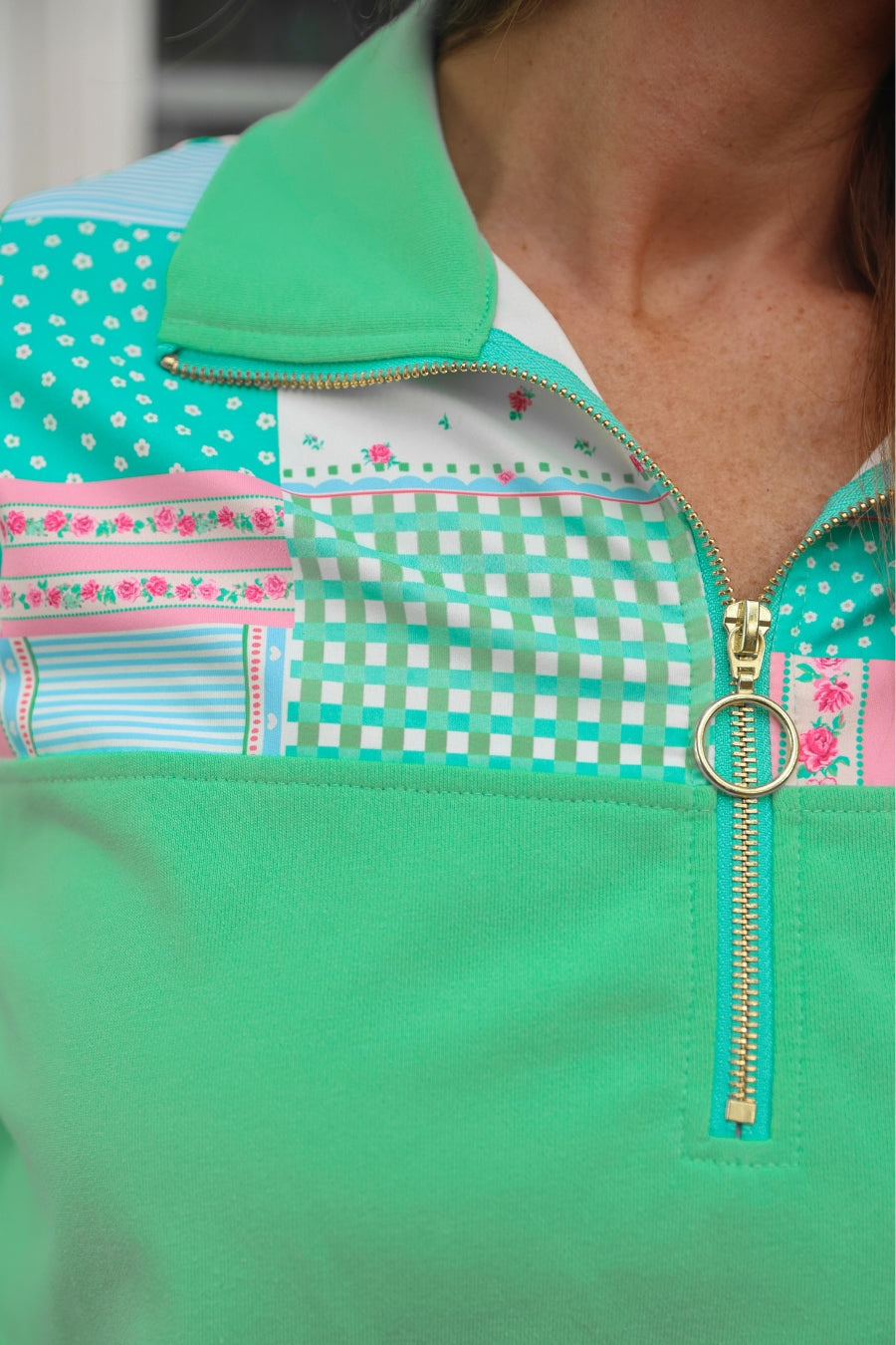 Mia Printed Pullover- Heirloom Patchwork