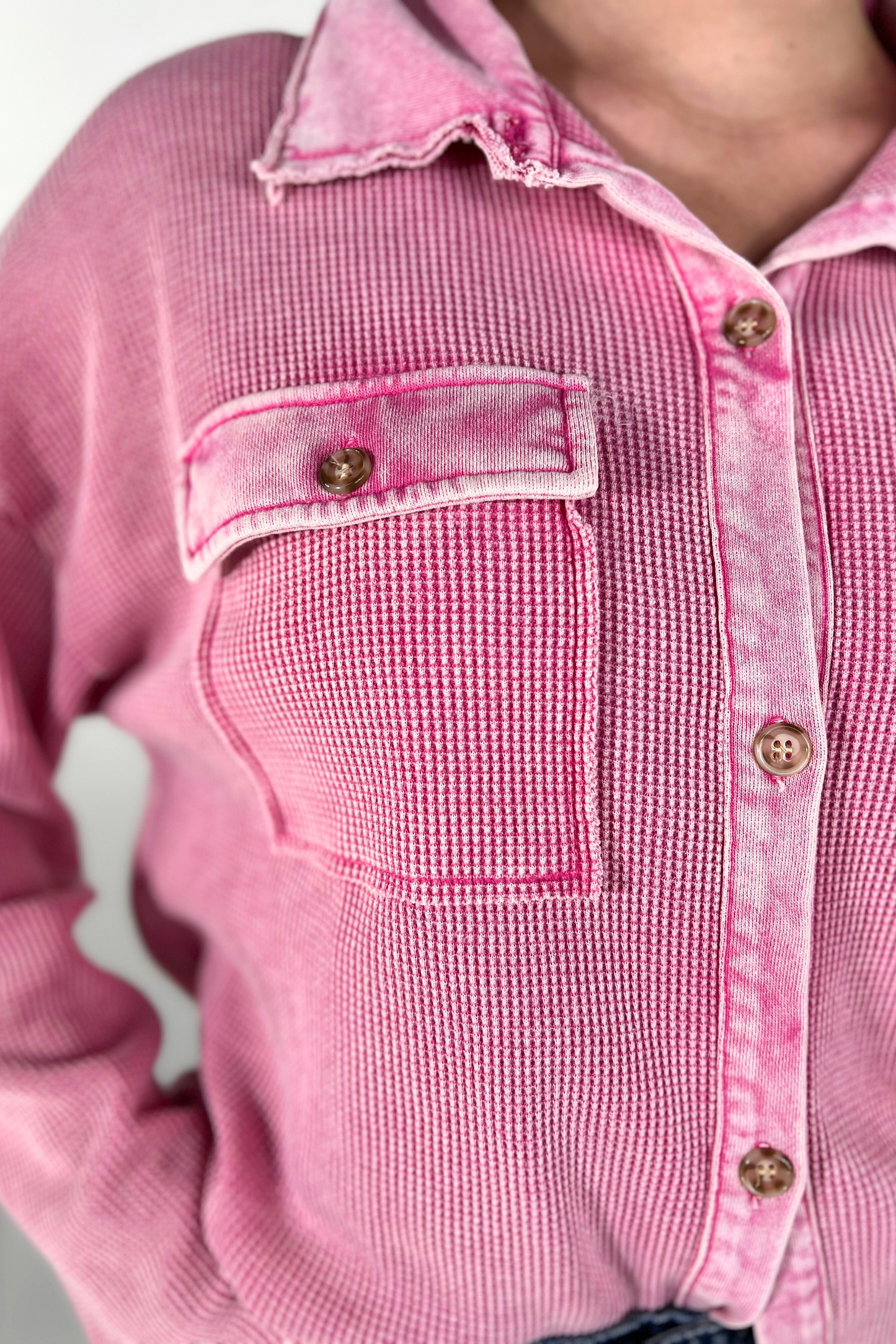 Shelby Waffle Button Up Top - Jess Lea Wholesale