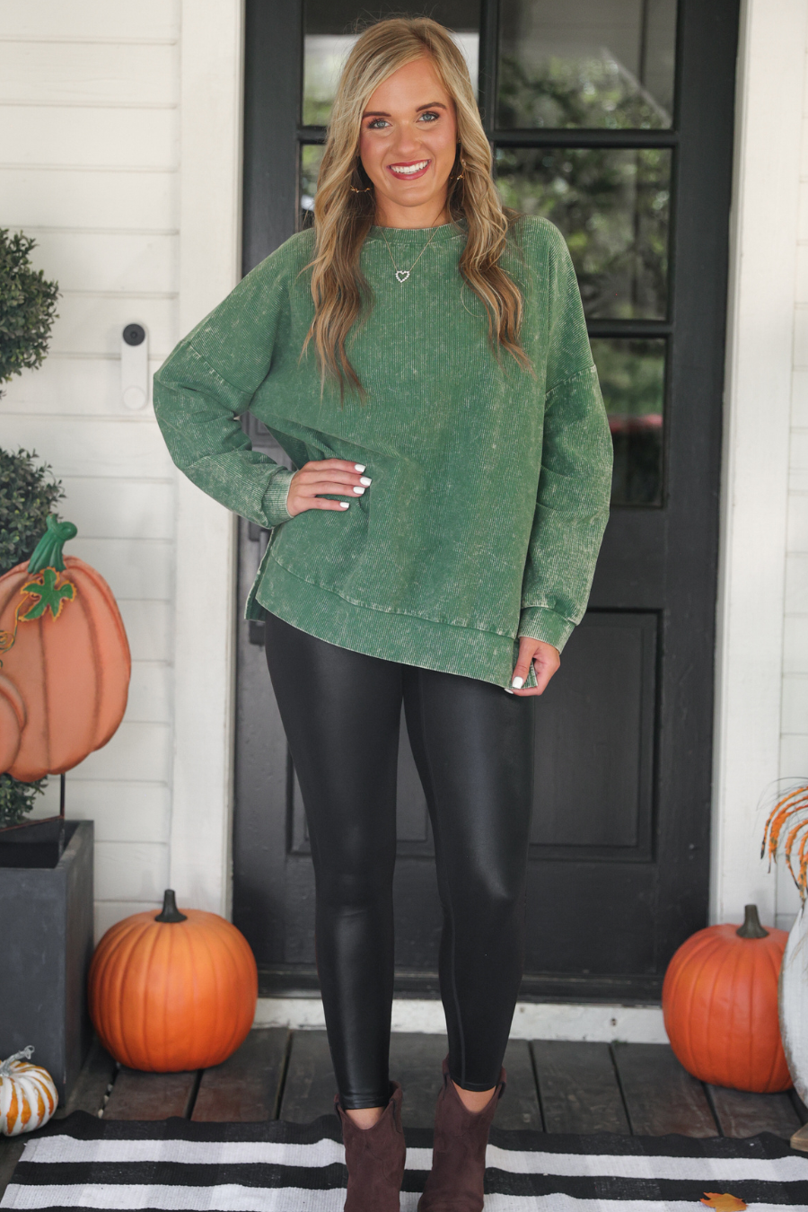 PREORDER Alexis Corded Vintage Pullover - Olive
