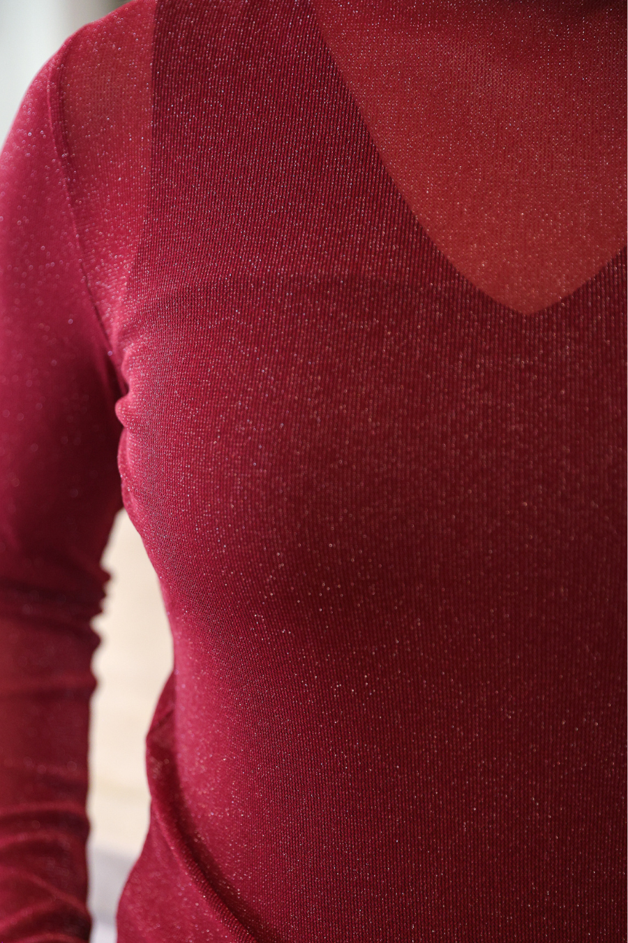PREORDER- Keigan Mesh Top- Maroon Glitter