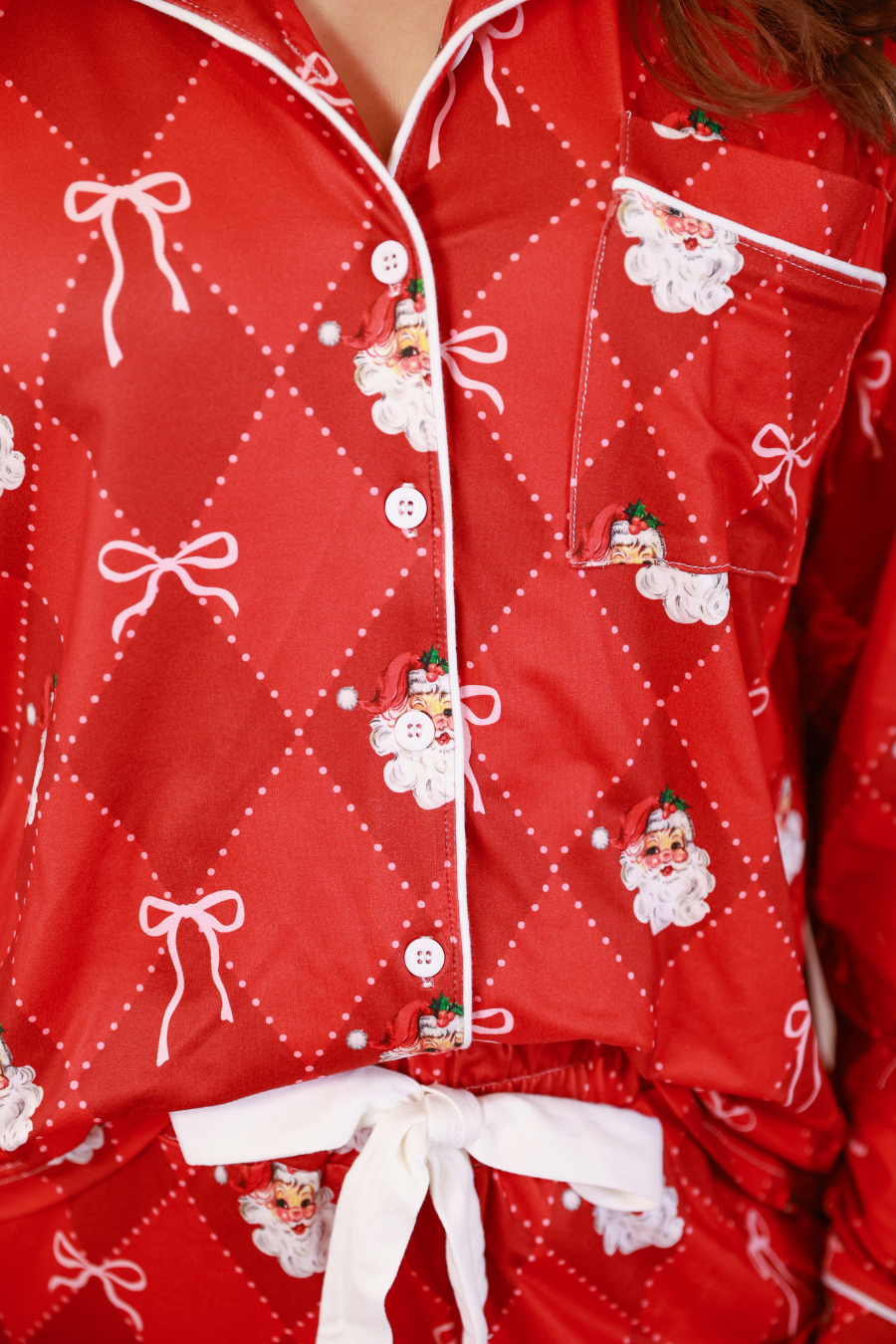 PREORDER- Santa's Signature Bow Ruffle Pajama Set
