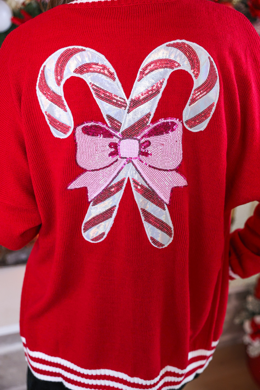PREORDER- Candy Cane Relaxed Cardigan