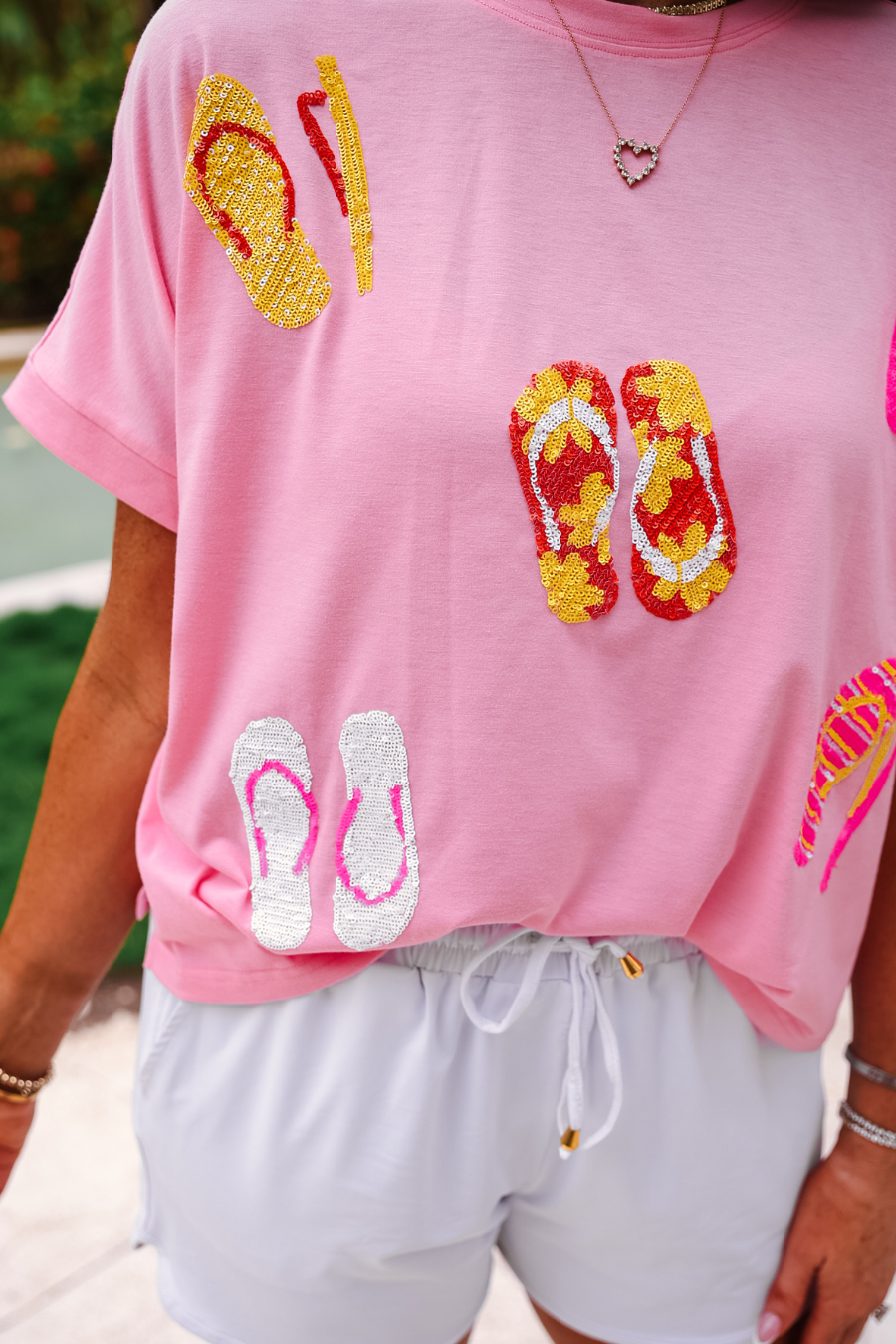 PREORDER- Flip Flop Fun Sequin Patch Top