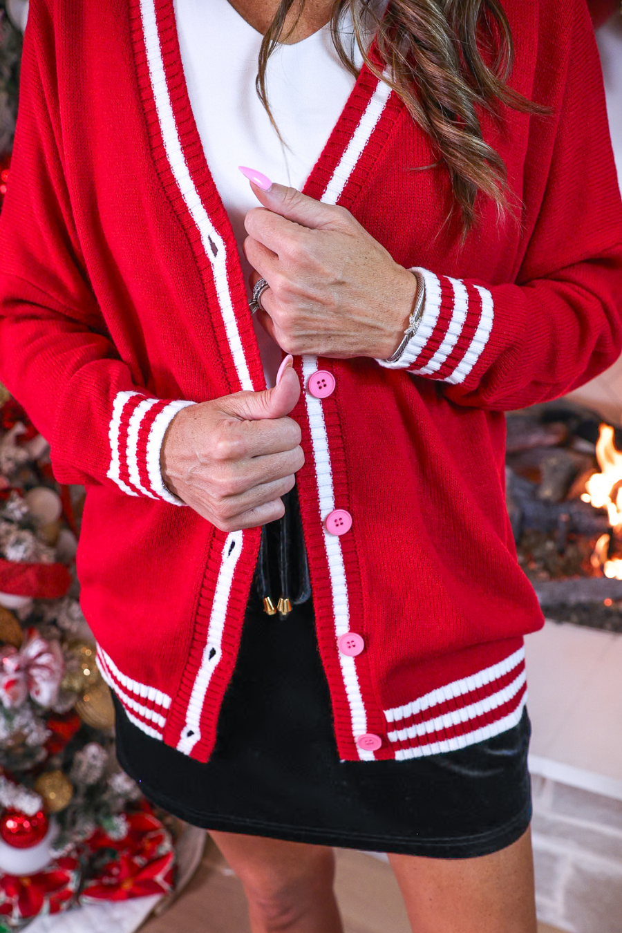 PREORDER- Candy Cane Relaxed Cardigan