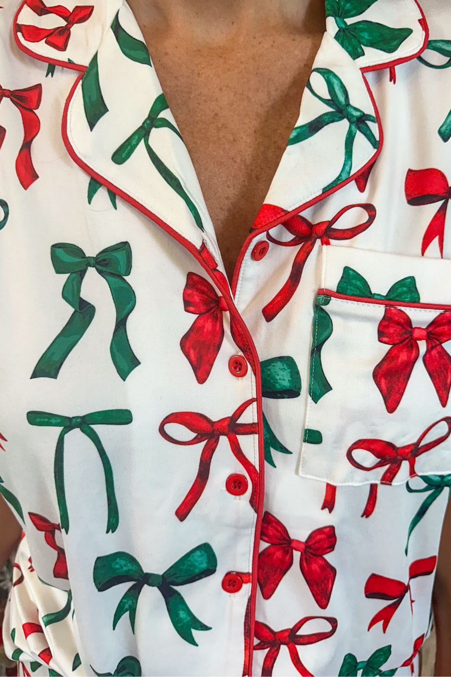 PREORDER- Midnight Bow Christmas Edition Ruffle Pajama Set