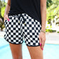 Checkerboard Checkered Drawstring Everyday Shorts