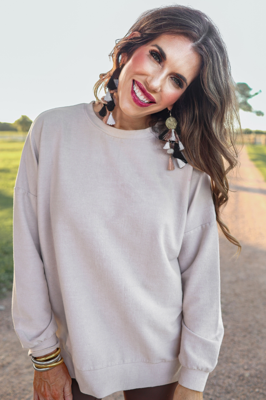 PREORDER Alexis Corded Vintage Pullover - Taupe