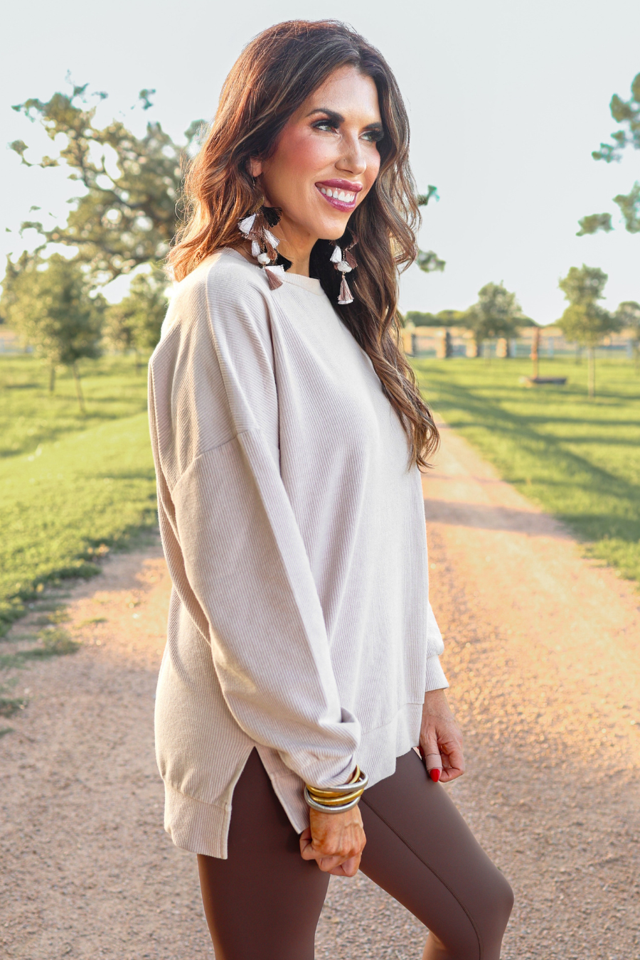 PREORDER Alexis Corded Vintage Pullover - Taupe