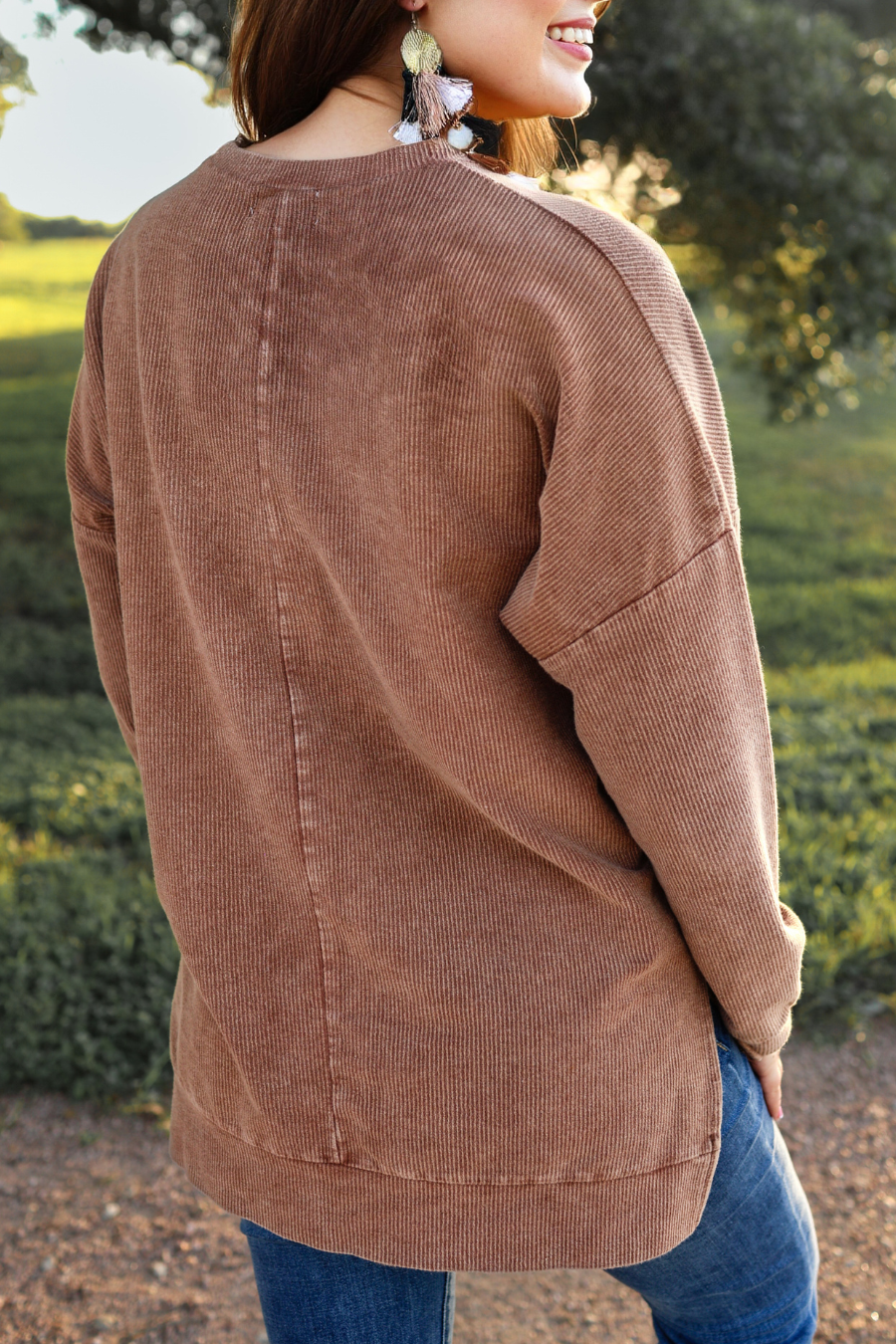 PREORDER Alexis Corded Vintage Pullover - Chocolate