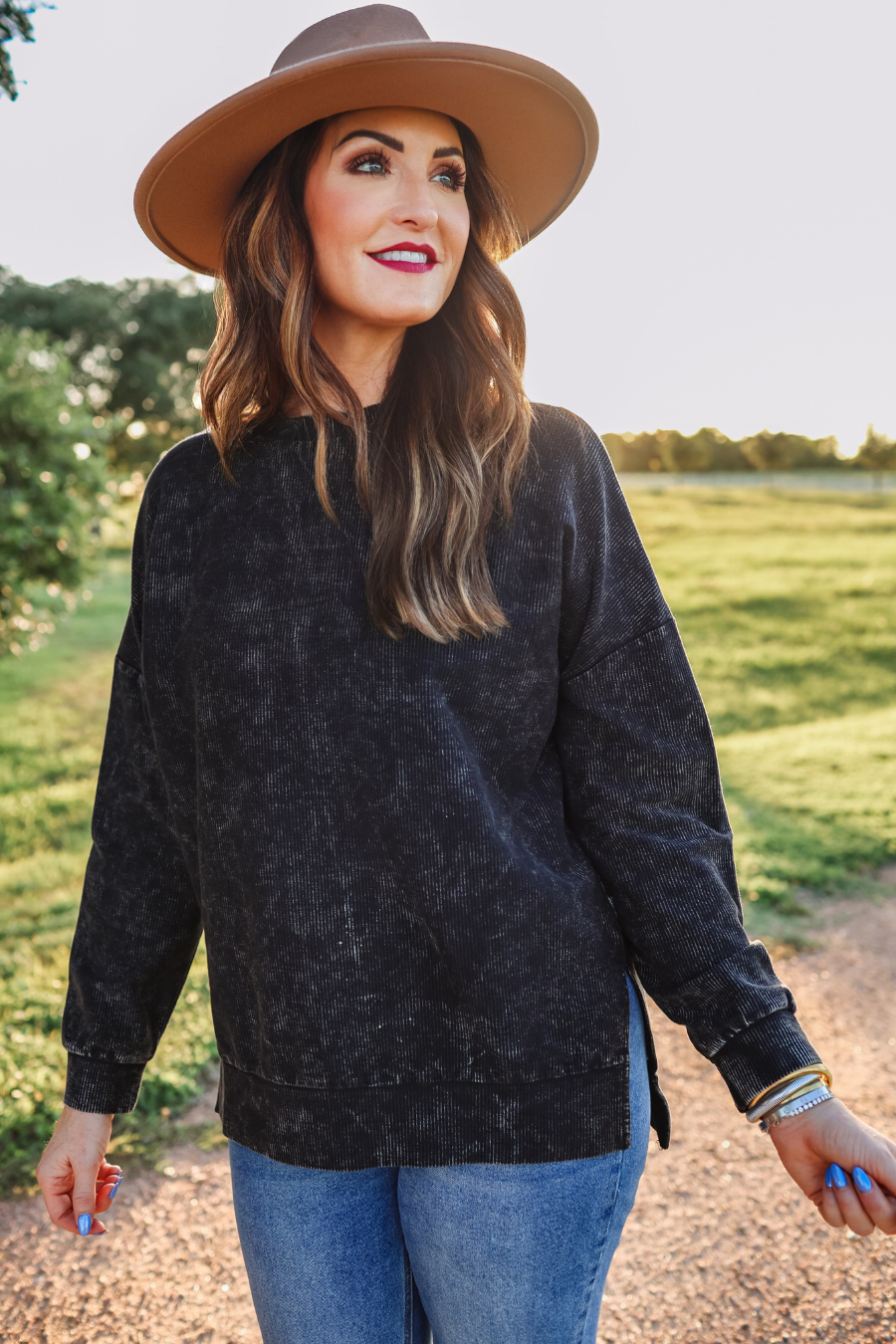 PREORDER Alexis Corded Vintage Pullover - Black