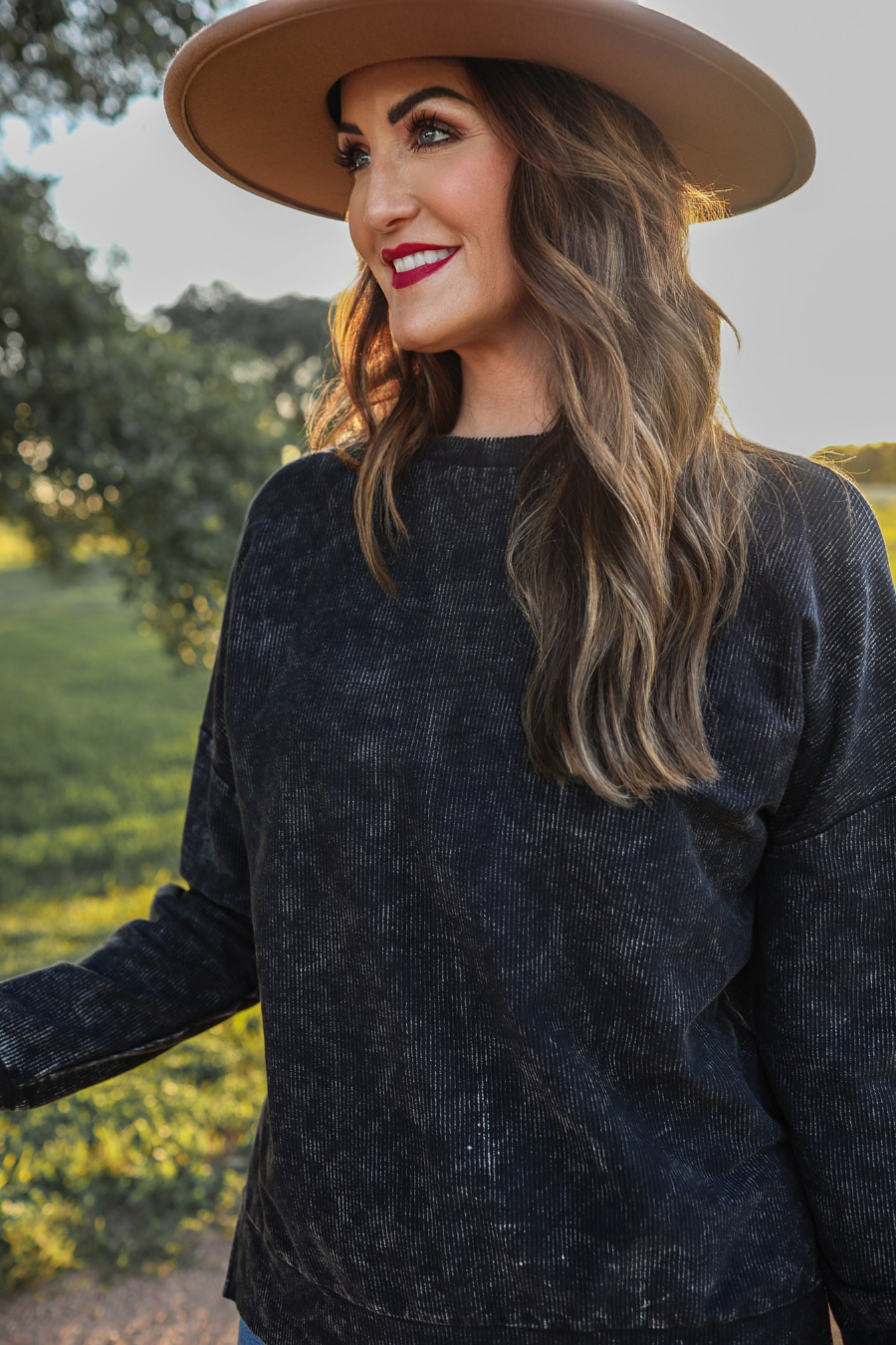 PREORDER Alexis Corded Vintage Pullover - Black