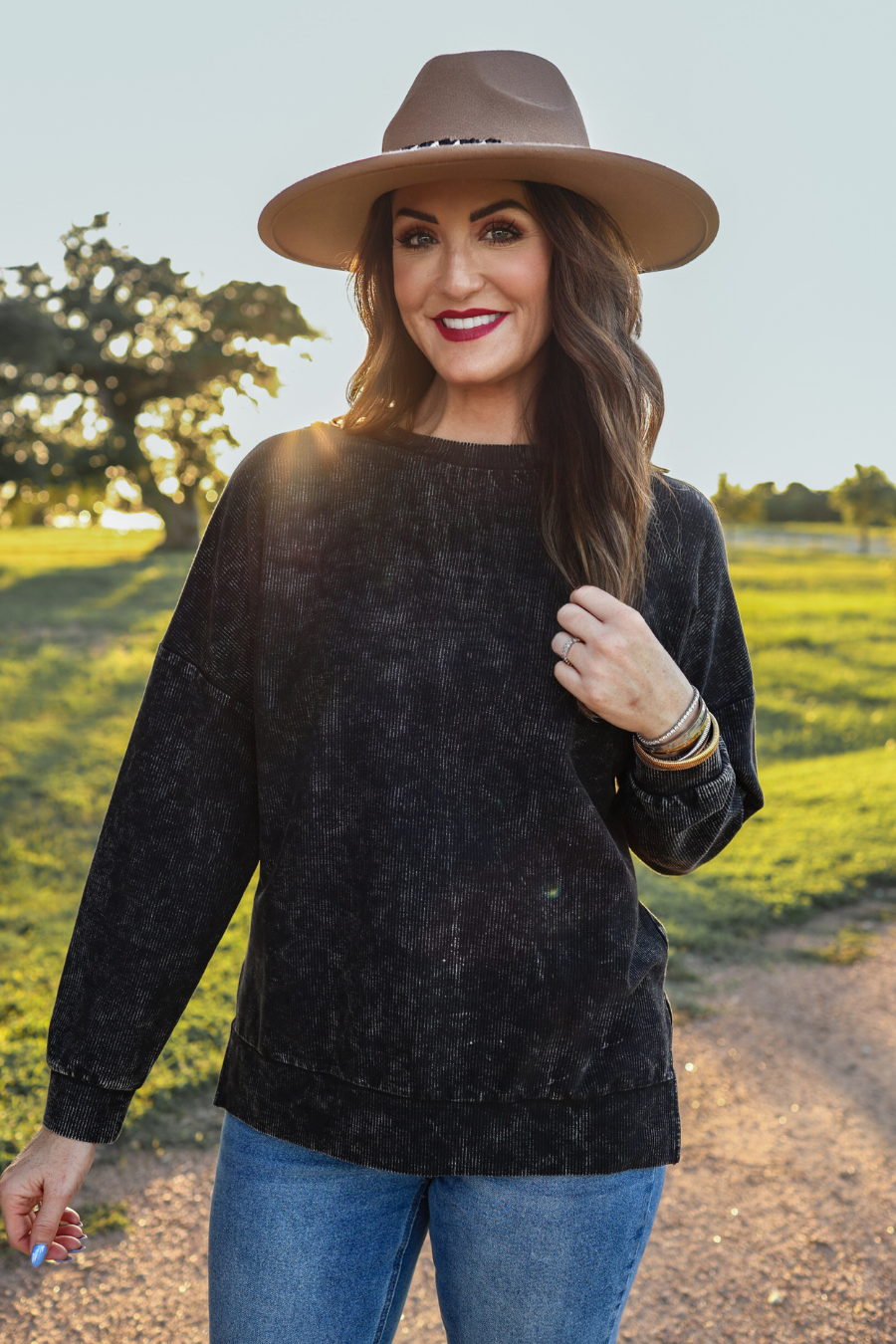 PREORDER Alexis Corded Vintage Pullover - Black