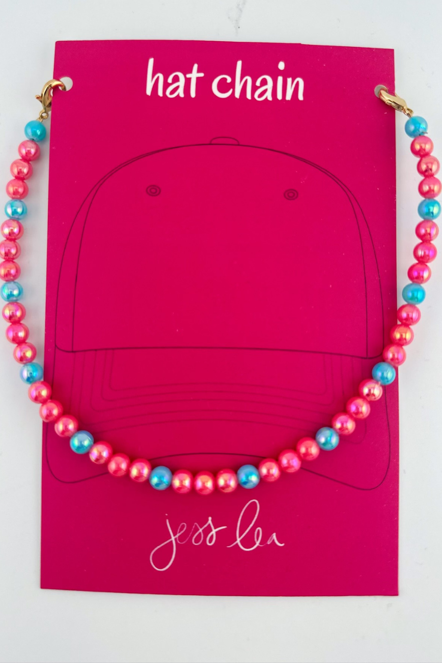 Pink And Turquoise Beaded Hat Chain