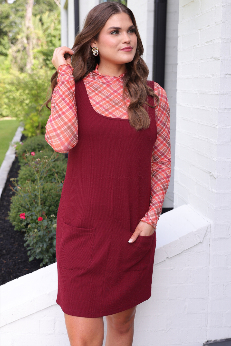 PREORDER- Rory Ribbed Jumper Dress- Burgundy