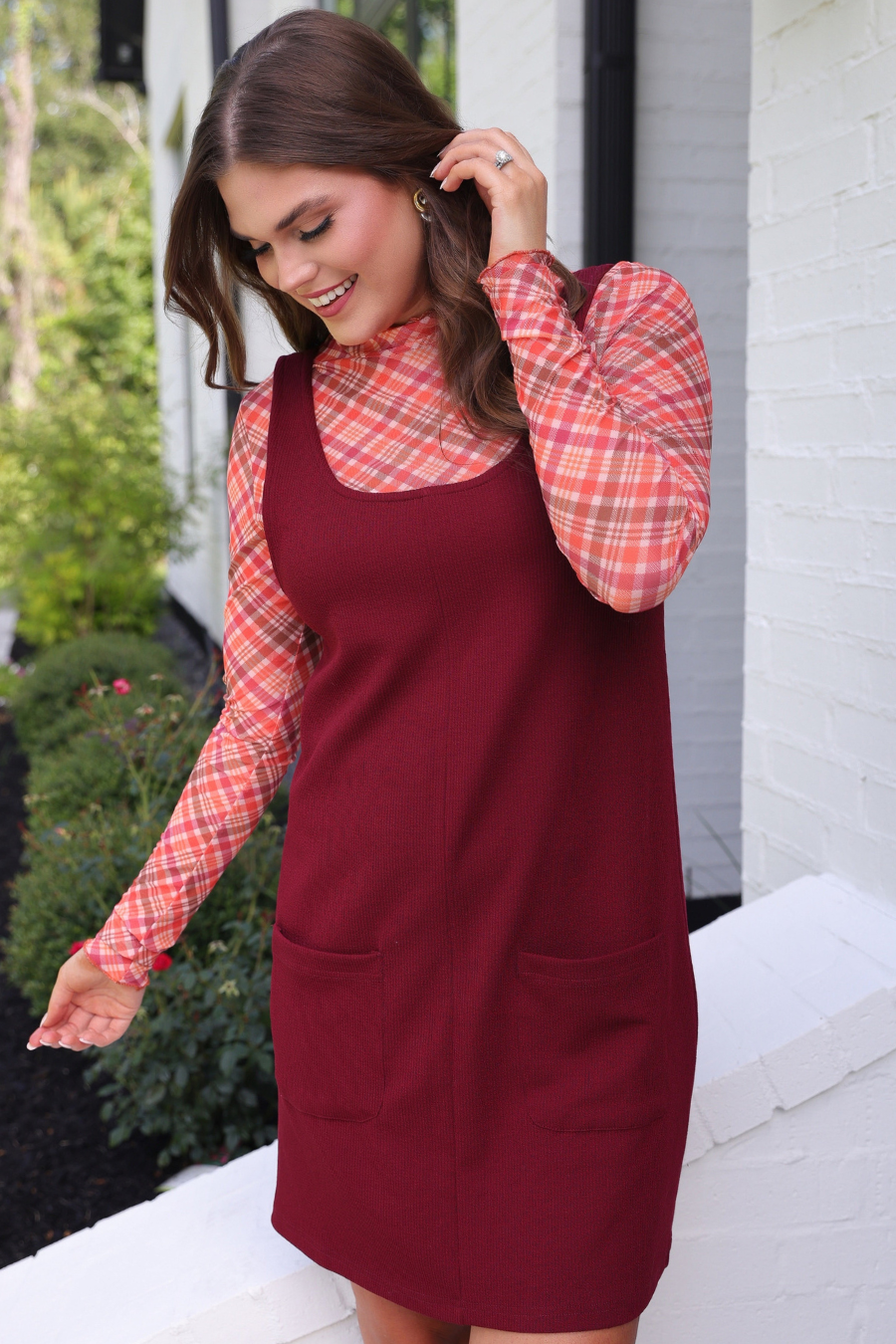 PREORDER- Rory Ribbed Jumper Dress- Burgundy