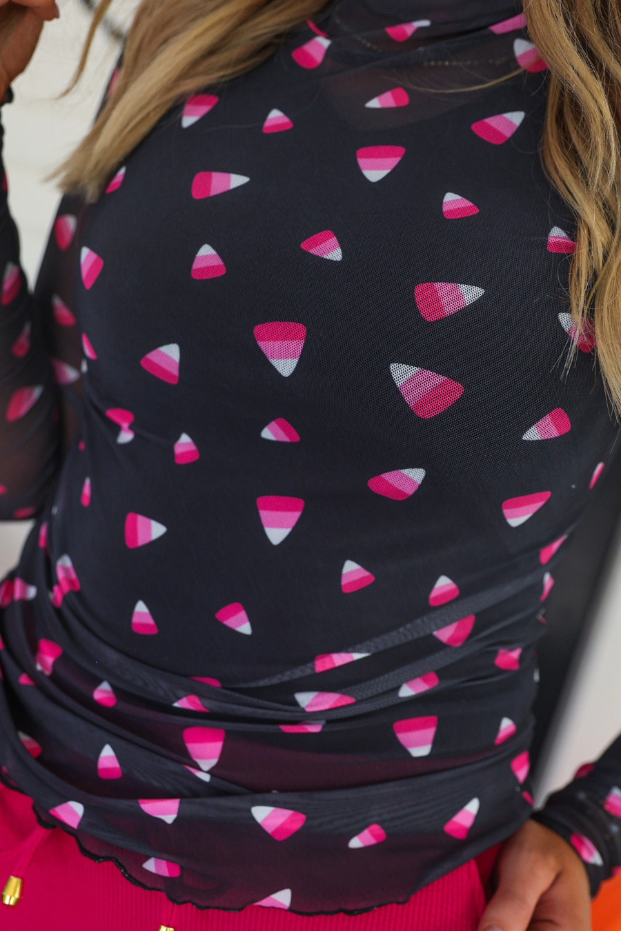 Keigan Mesh Top- Candy Corn