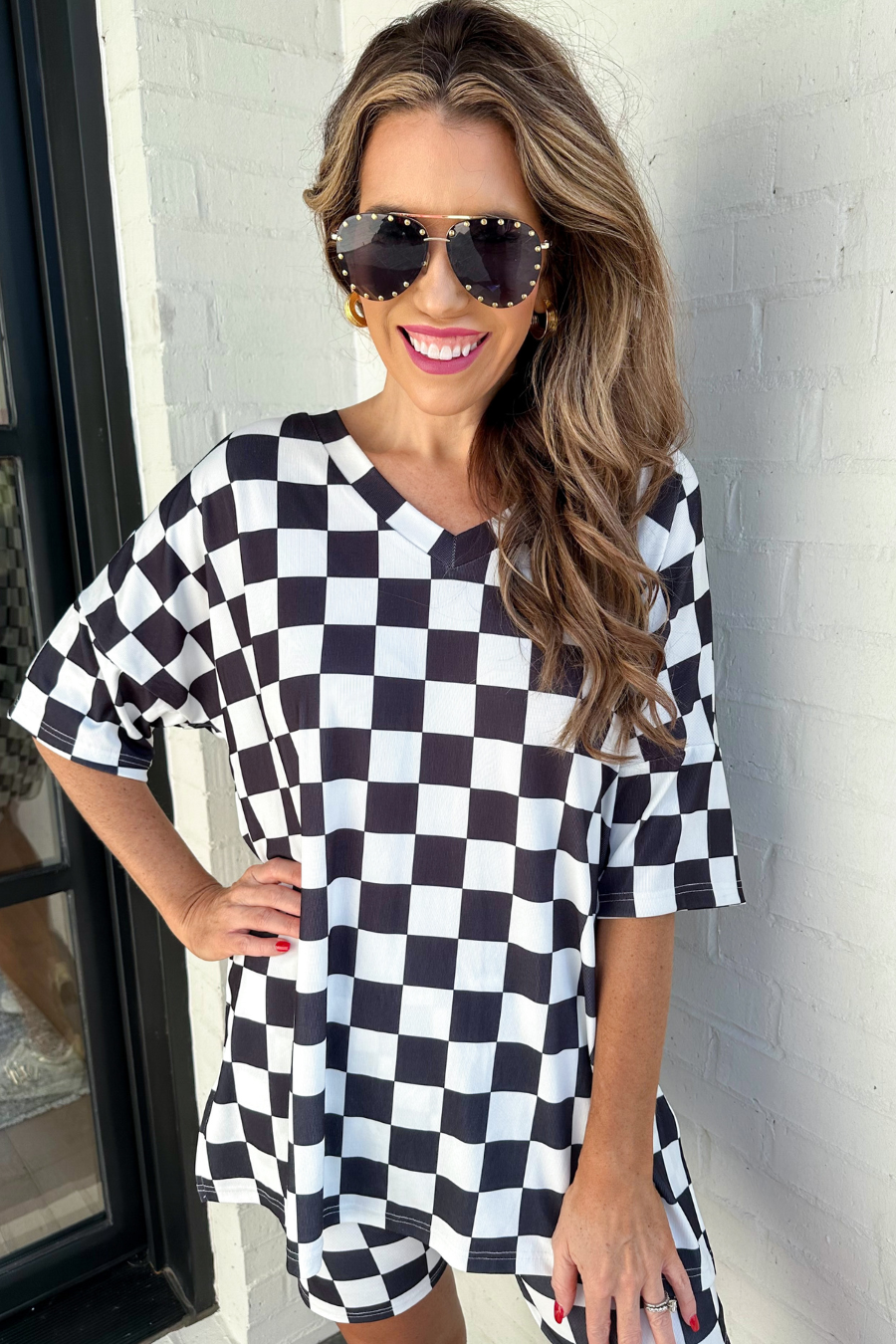 Daily Basis Biker Set, Black/White Checkered