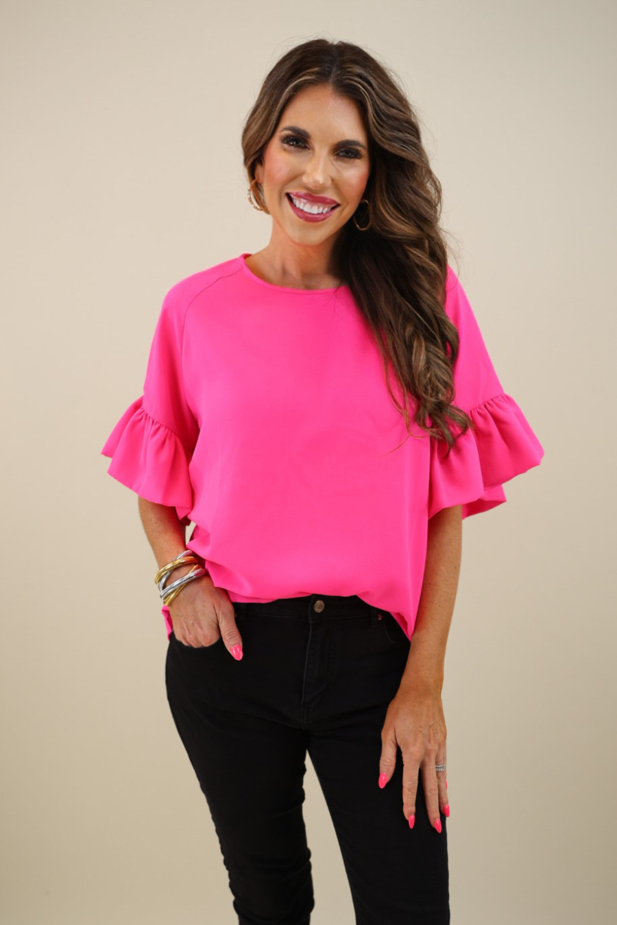 Rebecca Ruffle Sleeve Top
