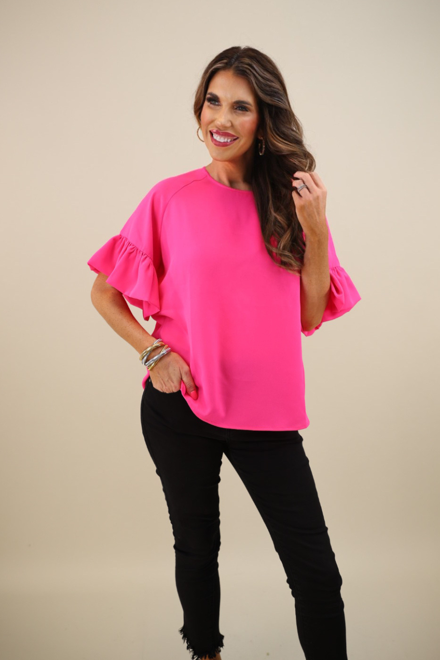 Rebecca Ruffle Sleeve Top