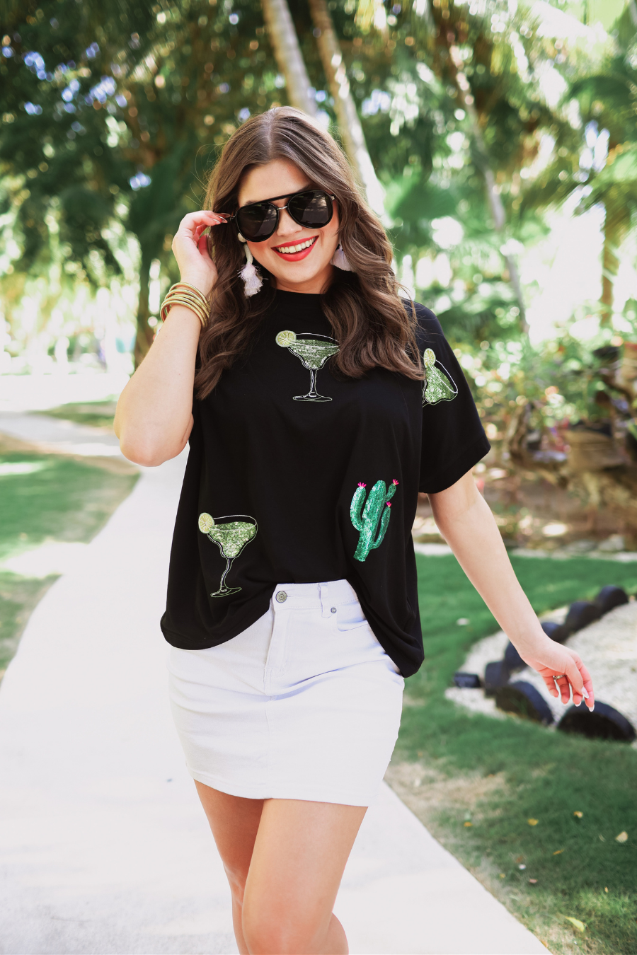 Drinks On Me Sequin Patch Top