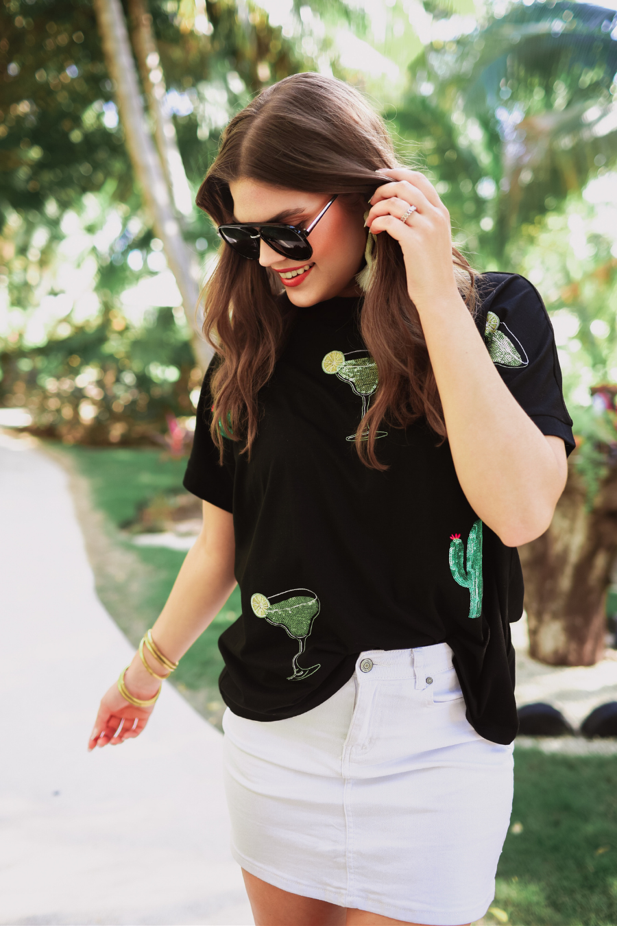 Drinks On Me Sequin Patch Top