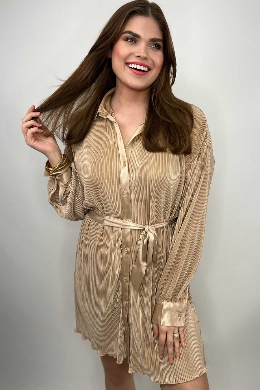 PREORDER-Hot Shot Pleated Tie Dress