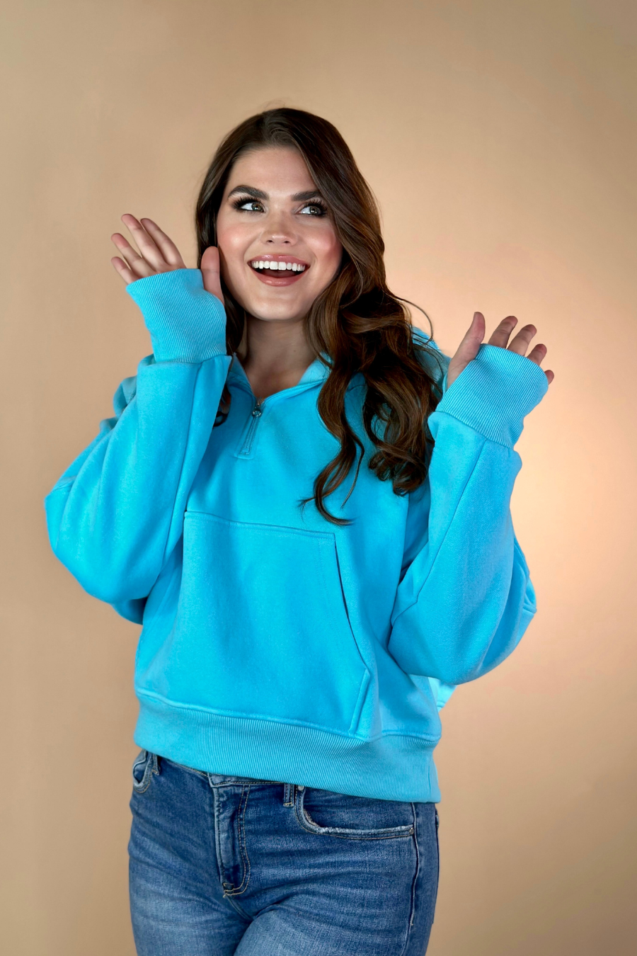 Kenna Hooded Quarter Zip Pullover