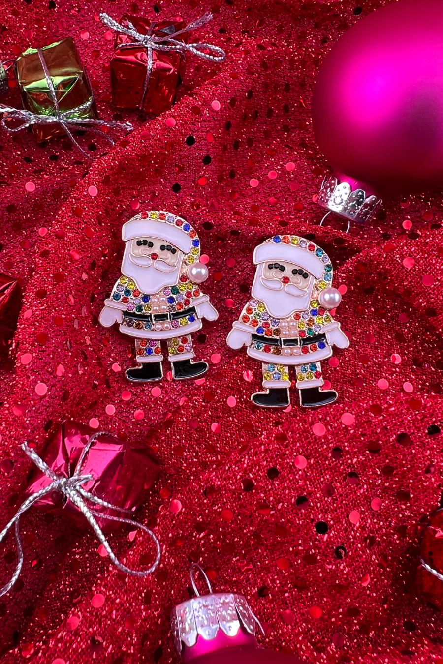 Santa's Helper Rhinestone Earrings