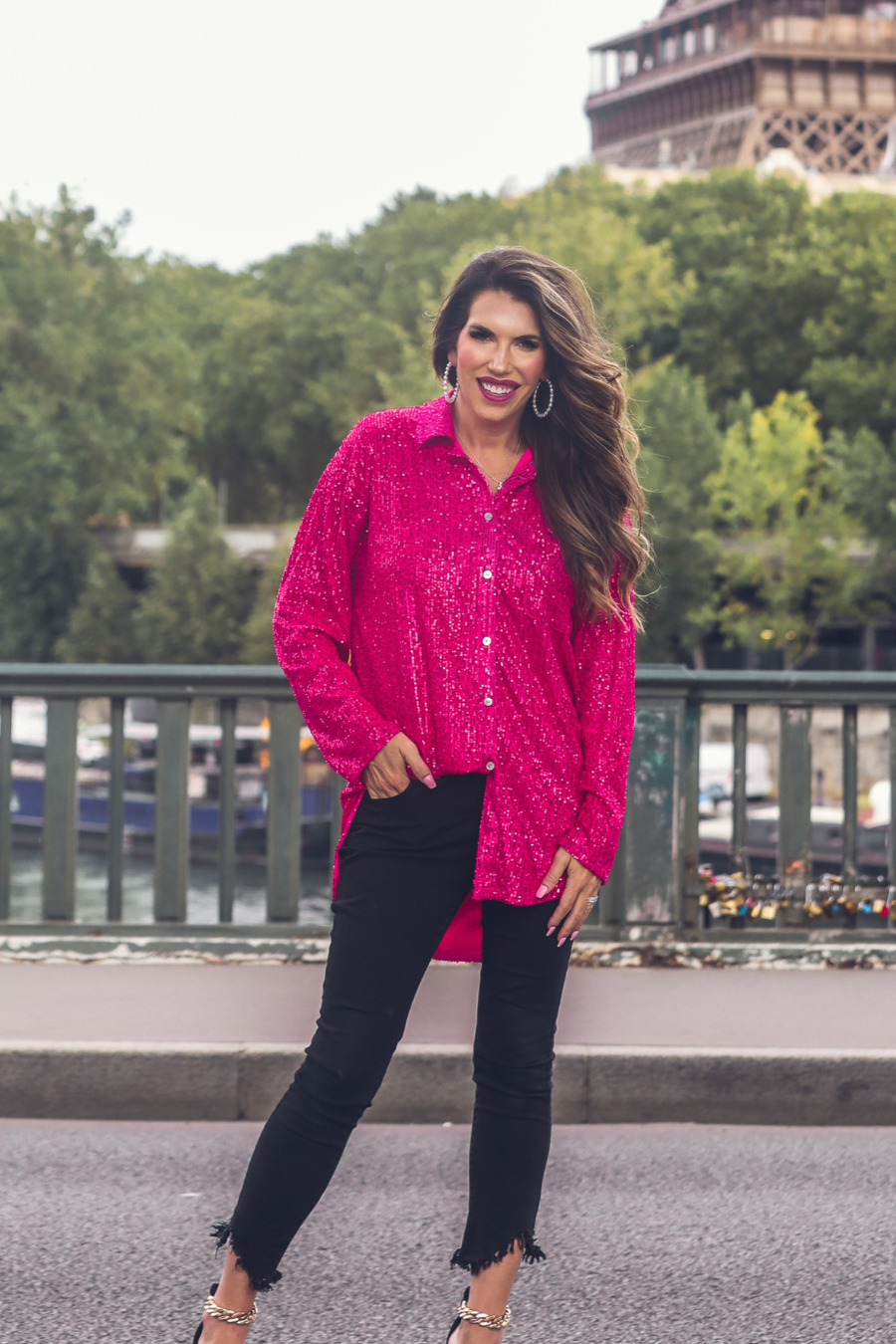 PREORDER-Attention Seeker Sequin Button Up Top