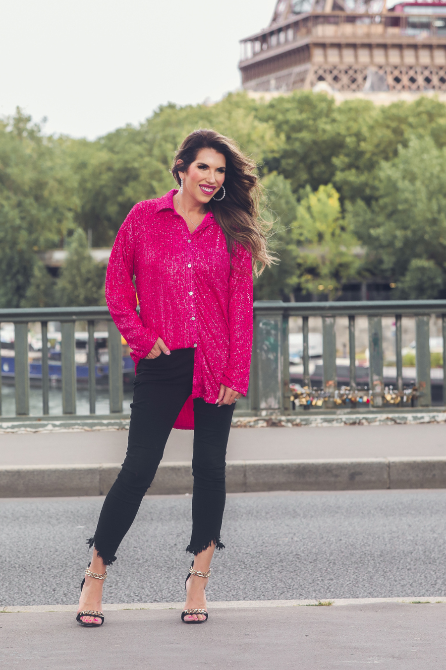 PREORDER-Attention Seeker Sequin Button Up Top