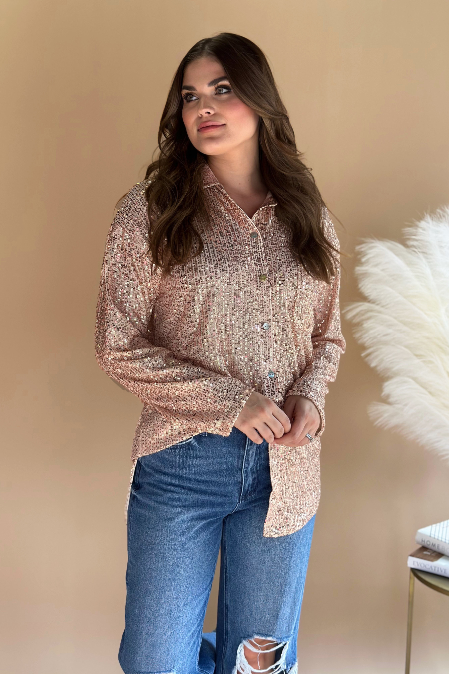 PREORDER-Attention Seeker Sequin Button Up Top